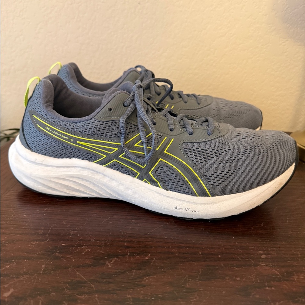 ASICS Men’s Gel Contend 9 Running Shoes, Grey and Yellow 11.5 extra wide